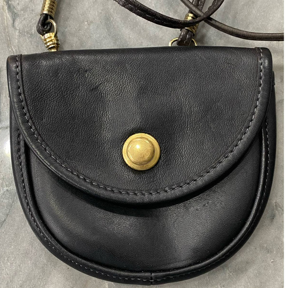 Coach Handbags - Vintage Authentic Coach Black Leather Mini Crossbody Belt Bag 1980's